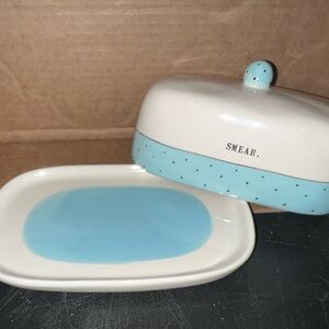 Rae Dunn White and Blue Butter Dish
